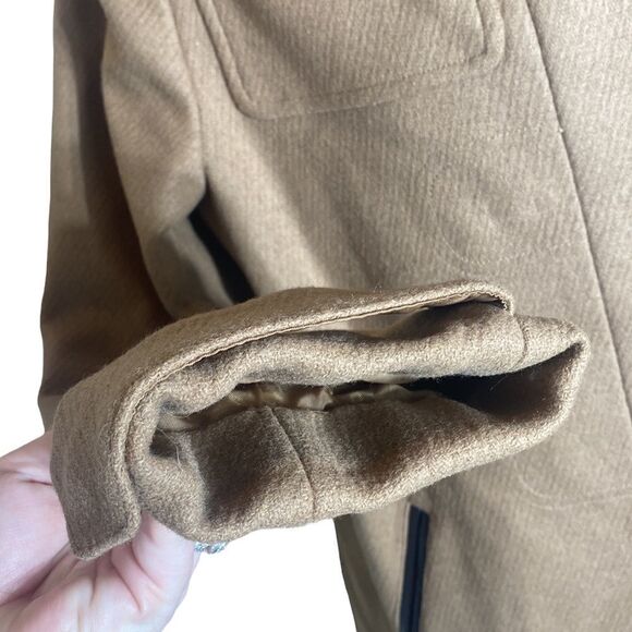 Cole haan signature jacket 12 wool heavy zip/button front faux fur hood jacket - Picture 4 of 9